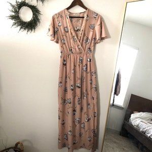 ✨ Dust Pink/ Blush Floral Faux Wrap Maxi Dress ✨
